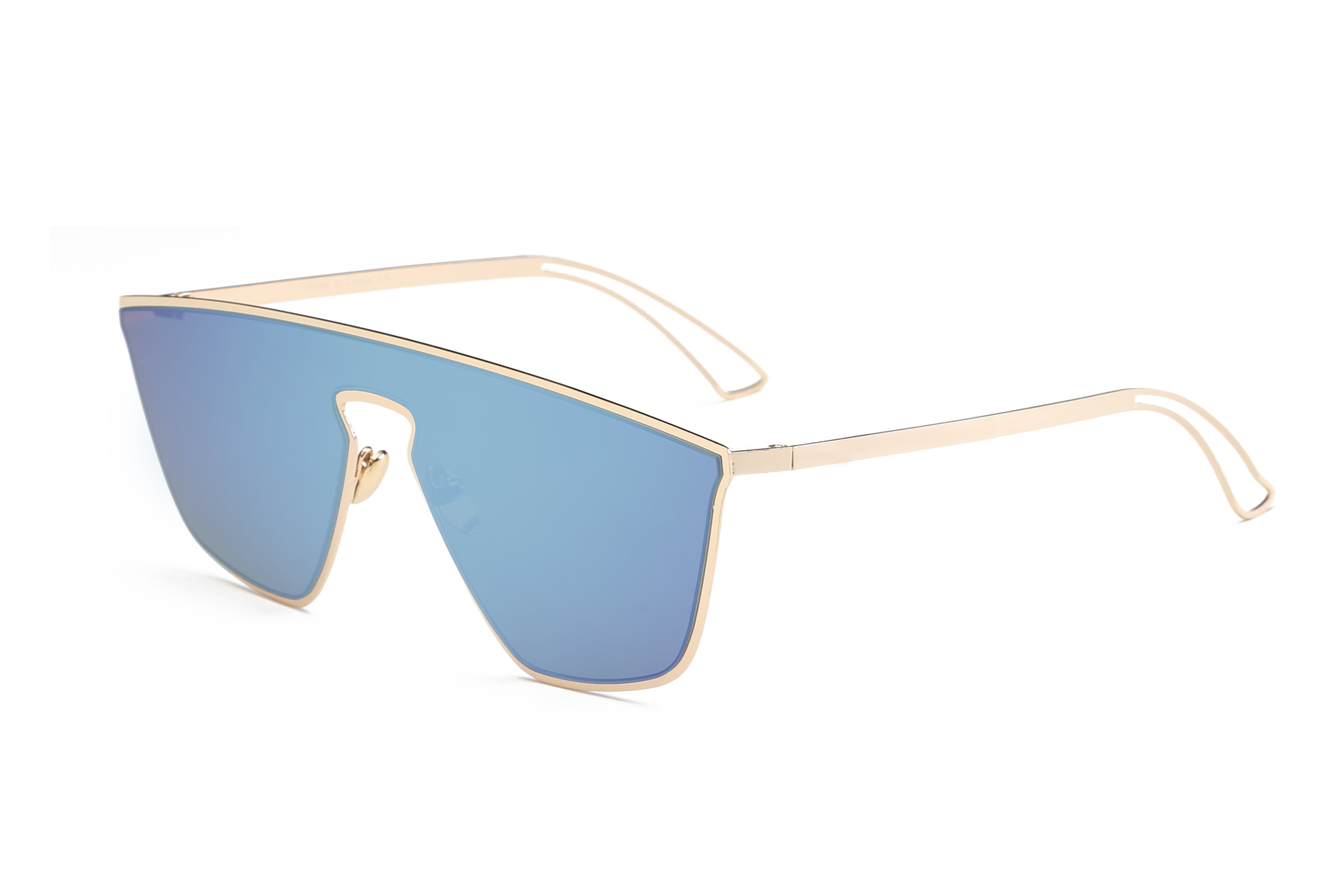 S2030 - Square Futuristic Flat Lens Mirrored Fashion SUNGLASSES Blue