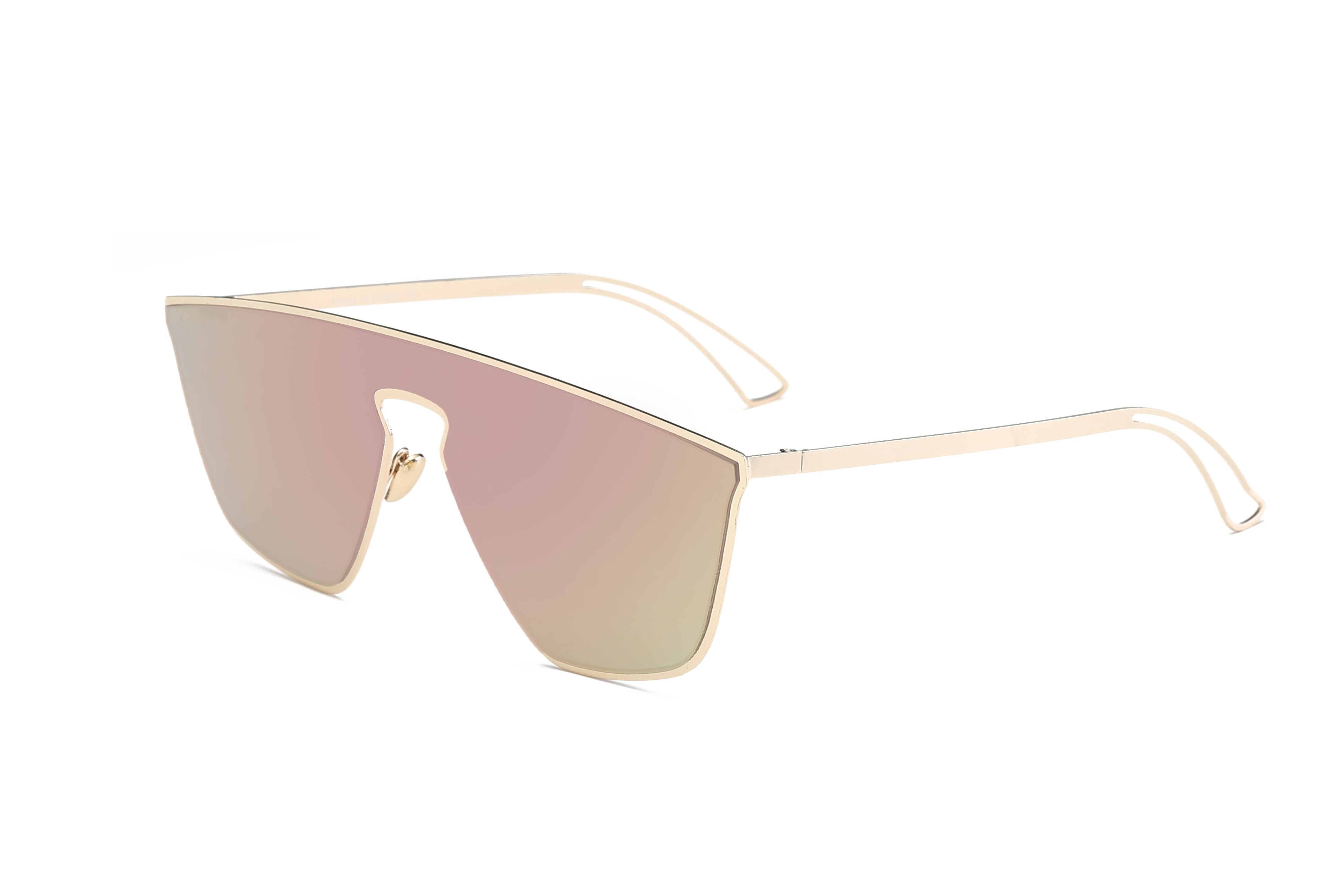 S2030 - Square Futuristic Flat Lens Mirrored Fashion Sunglasses Peach