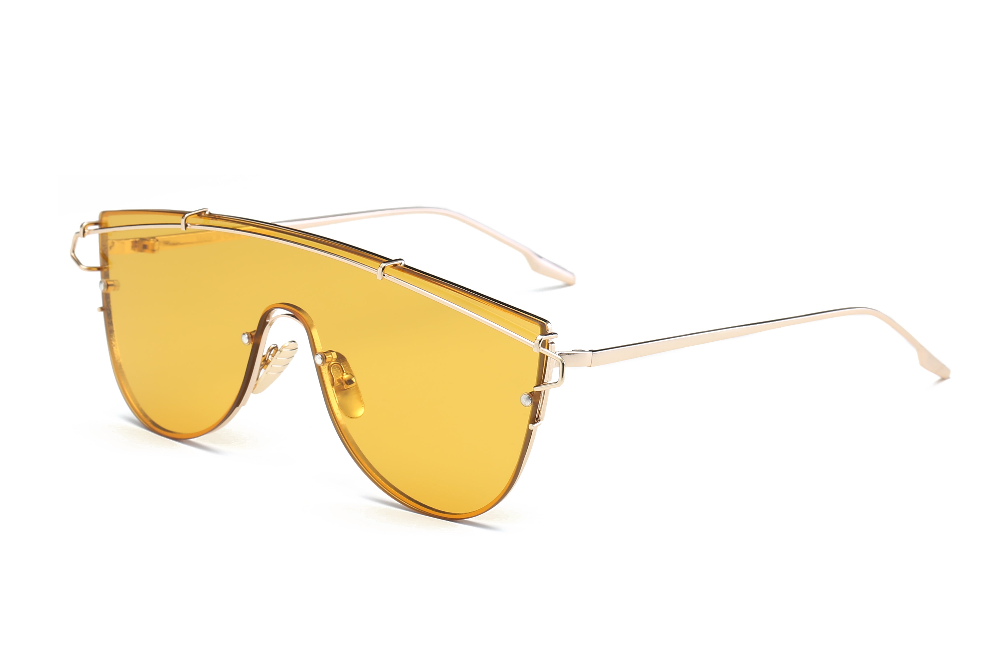 S2028 - Round Retro Futuristic Tinted Fashion WHOLESALE SUNGLASSES Yellow