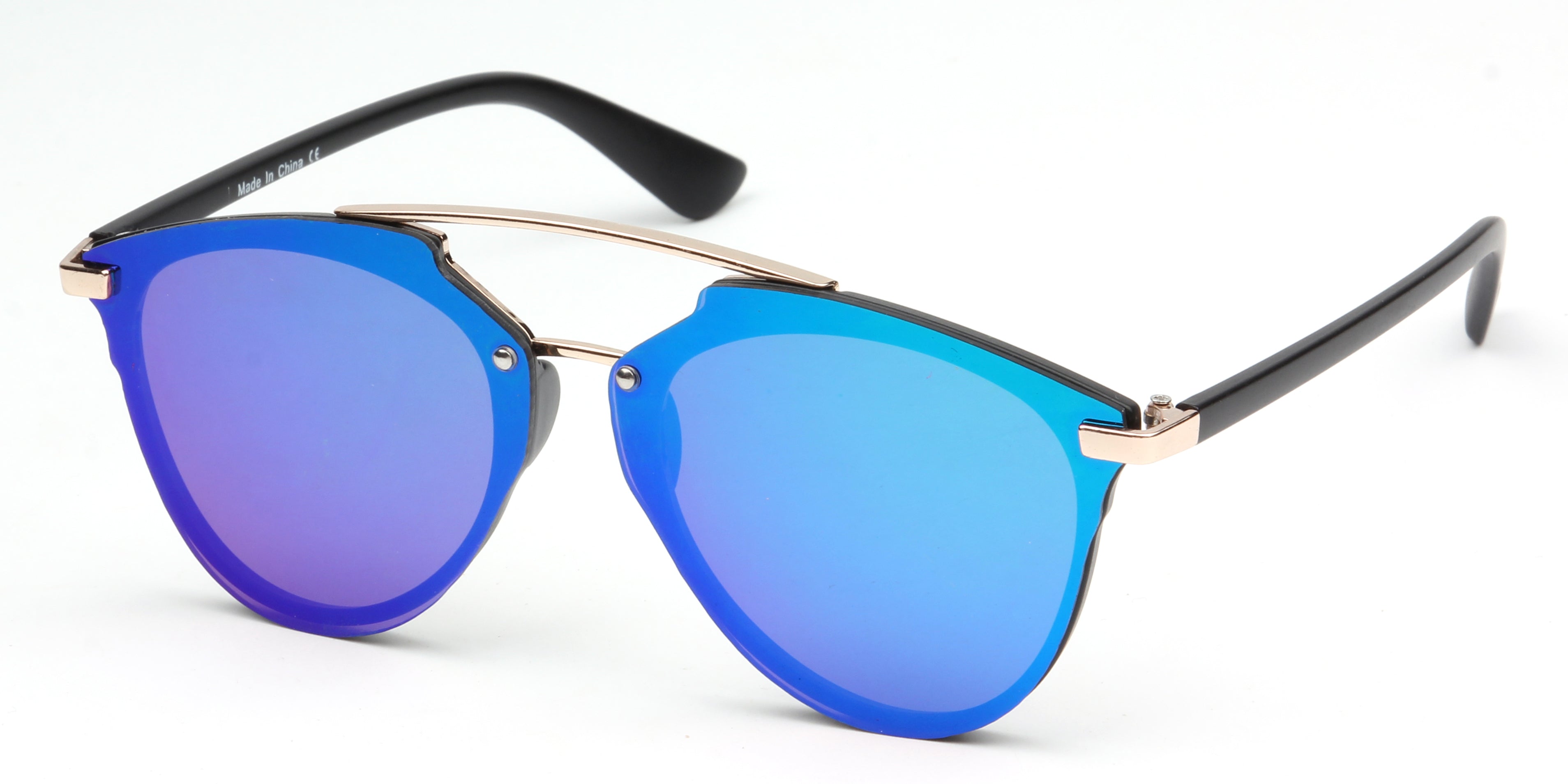 S1010 - Unisex Mirrored Round Sunglasses PurpleGreen