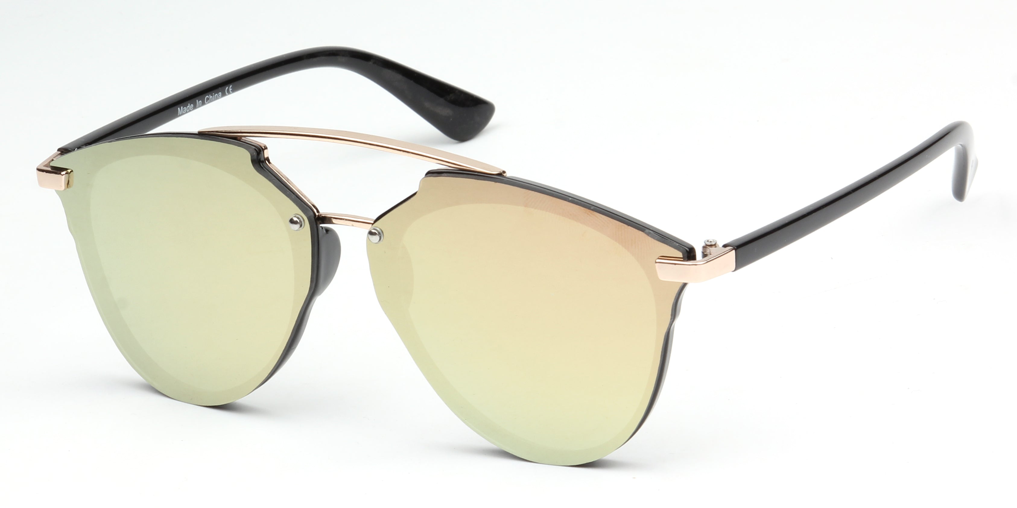 S1010 - Unisex Mirrored Round Sunglasses Peach