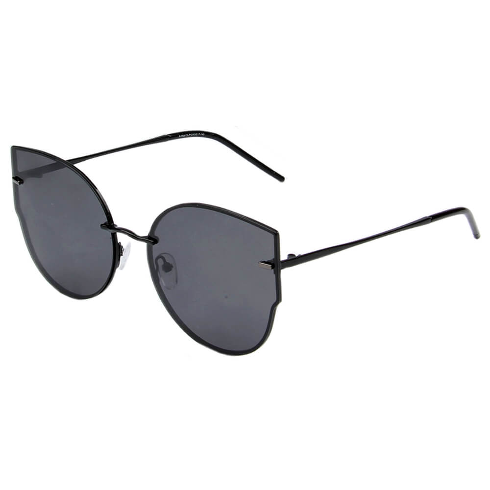 SHIVEDA-PJ703 - Women Polarized Round Cat Eye Sunglasses Black