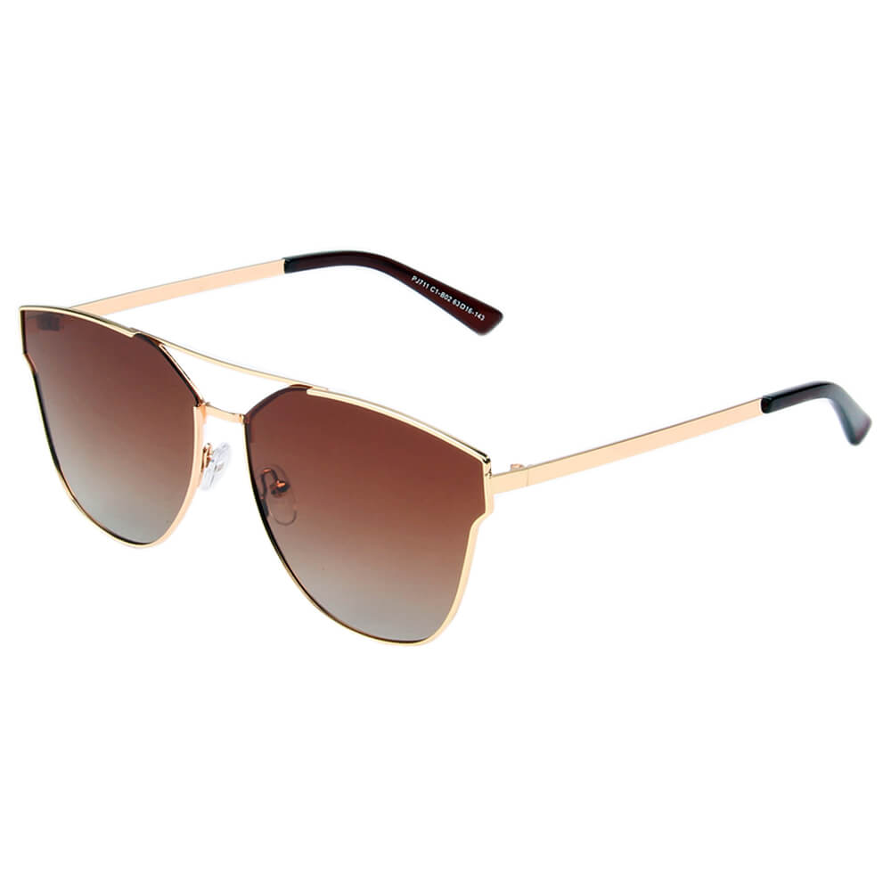 SHIVEDA-PJ711 - Classic Polarized Round Cat Eye Women Fashion Sunglasses Brown