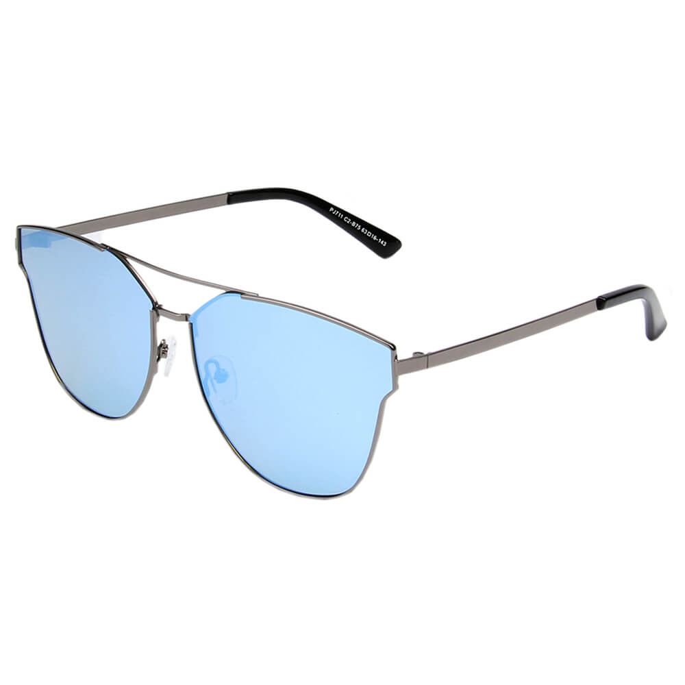 SHIVEDA-PJ711 - Classic Polarized Round Cat Eye Women Fashion Sunglasses Blue