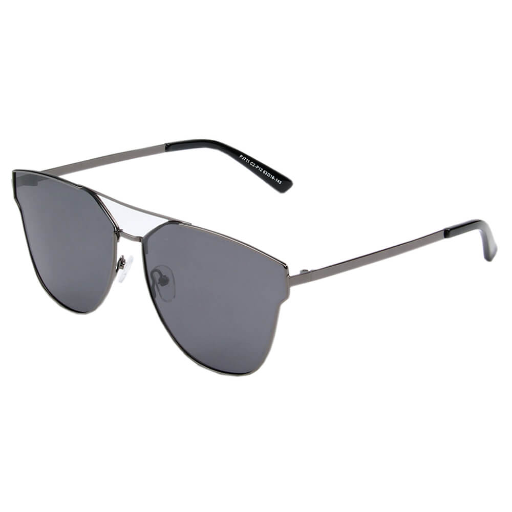 SHIVEDA-PJ711 - Classic POLARIZED Round Cat Eye Women Fashion SUNGLASSES Gunmetal