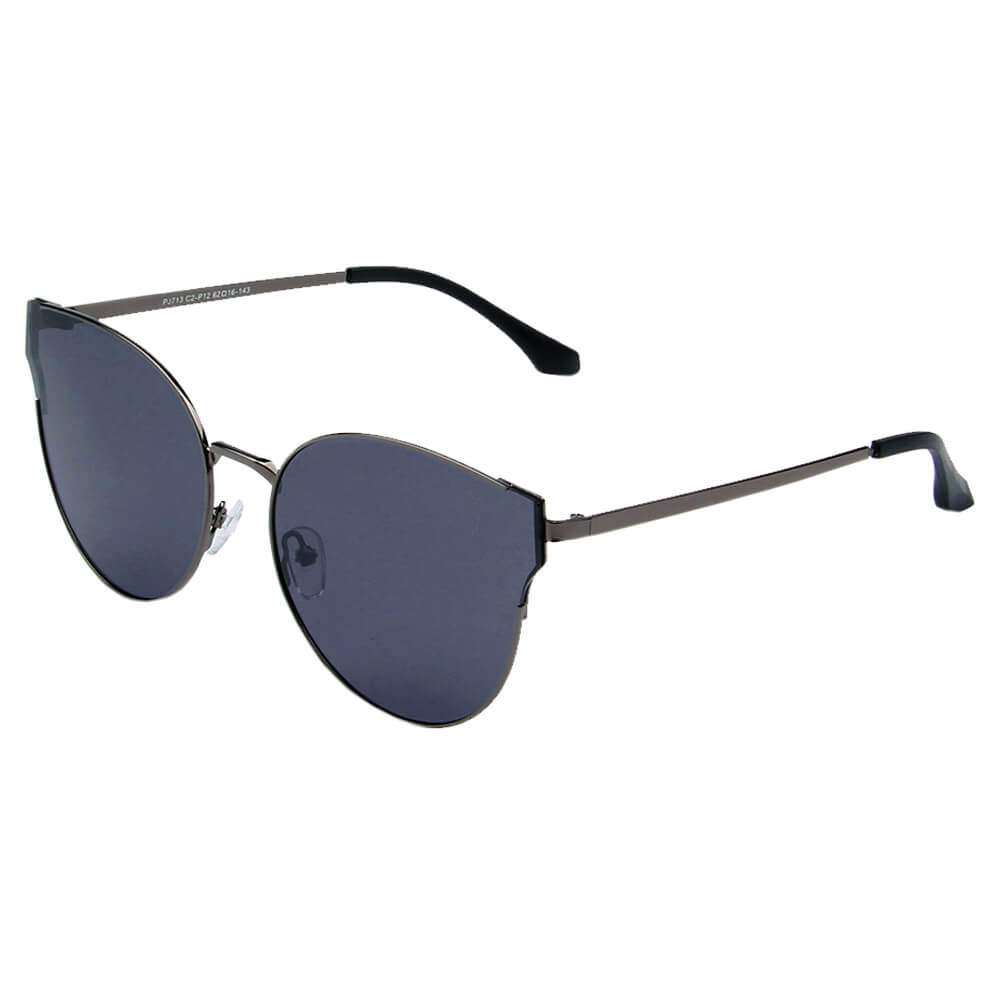 SHIVEDA-PJ713 - Women Fashion Round Cat Eye Polarized Sunglasses Silver