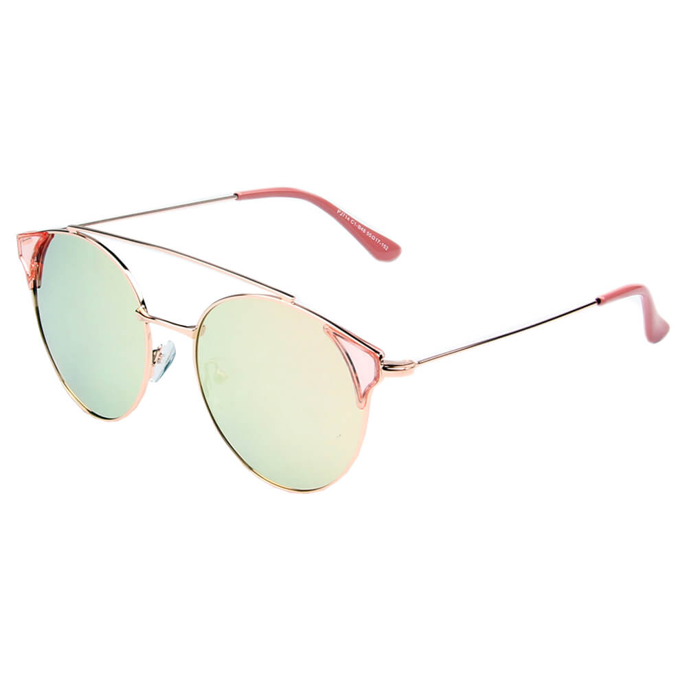 SHIVEDA-PJ714 - Women Round Brow-Bar Polarized FASHION SUNGLASSES Pink