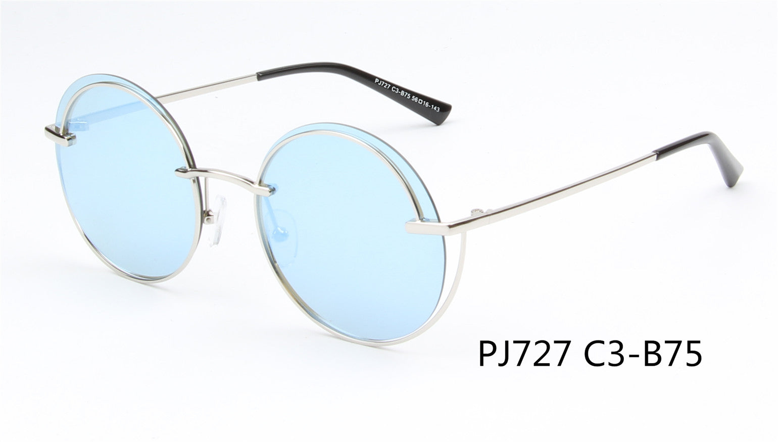 SHIV-PJ727 - Women Round Polarized Fashion Sunglasses Silver/Blue MIRROR