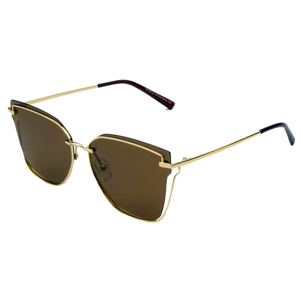 SHIVEDA-PJ728 - Classic Retro Square Tinted FASHION SUNGLASSES Gold/Brown