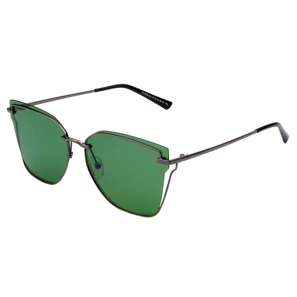 SHIVEDA-PJ728 - Classic Retro Square Tinted Fashion SUNGLASSES Gunmetal/Olive