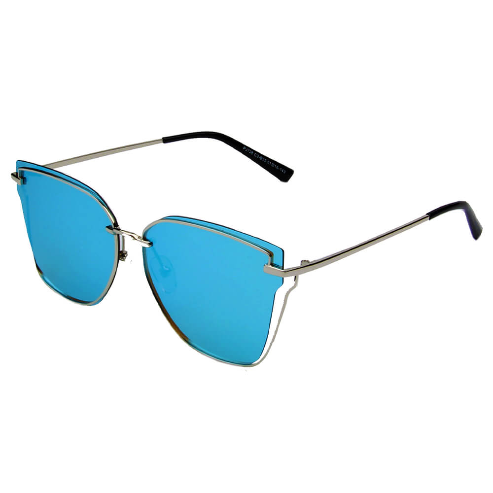 SHIVEDA-PJ728 - Classic Retro Square Tinted Fashion SUNGLASSES Silver/Blue