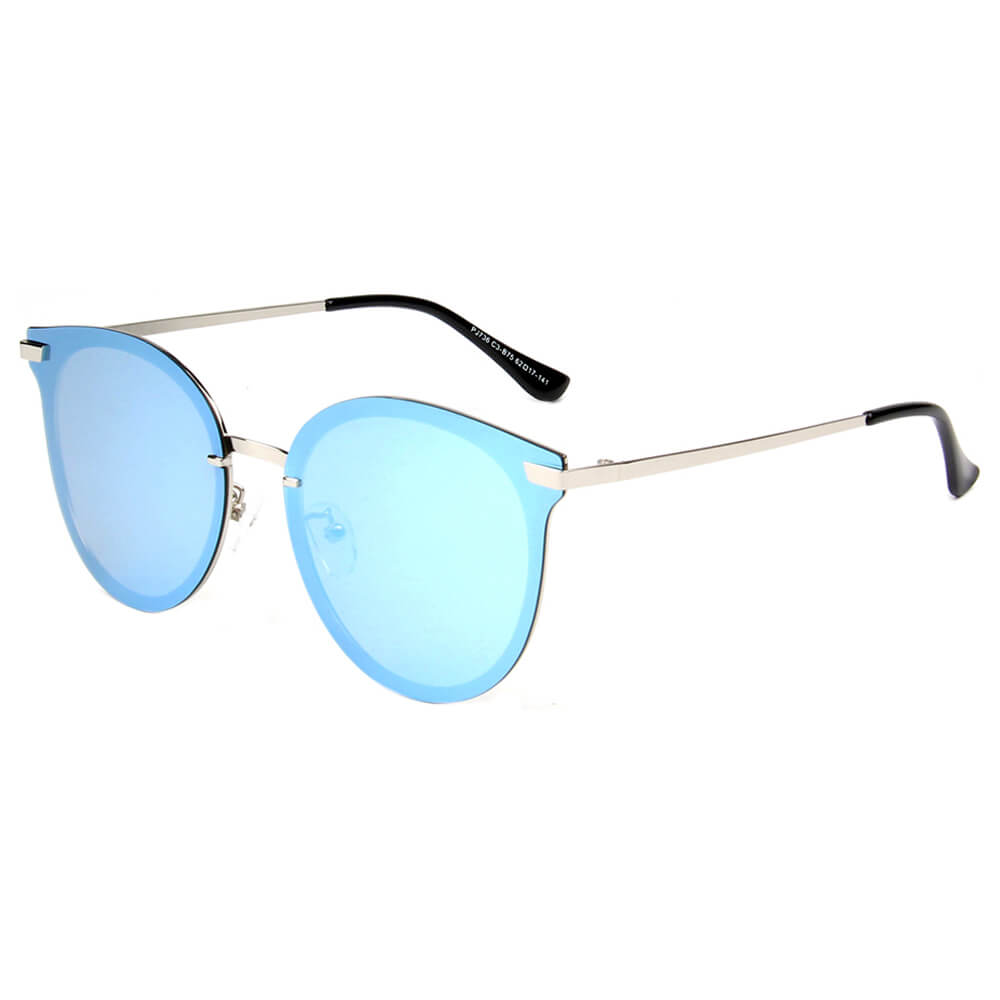 SHIVEDA-PJ736 - Classic Round Cat Eye POLARIZED Fashion SUNGLASSES Blue