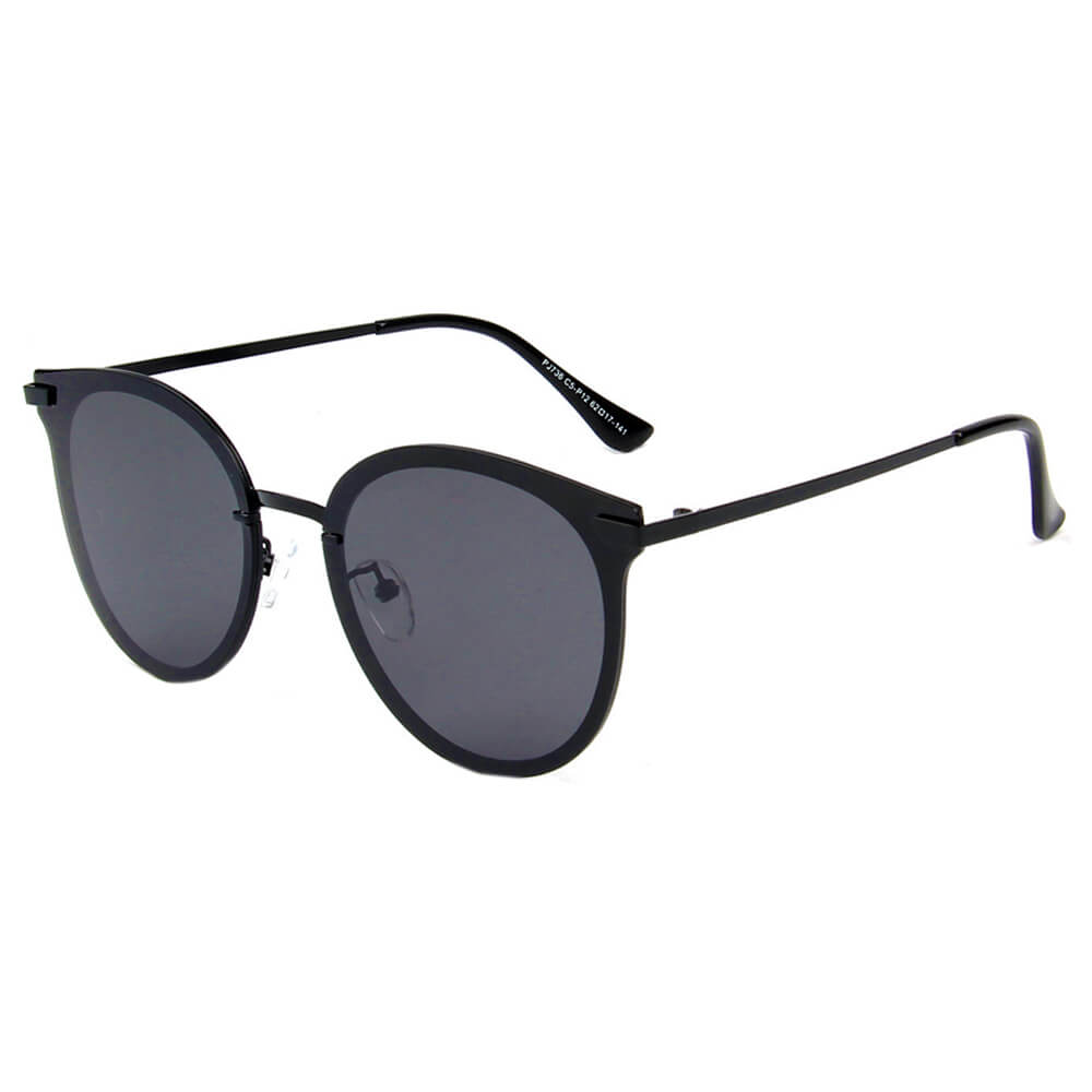 SHIVEDA-PJ736 - Classic Round Cat Eye POLARIZED Fashion SUNGLASSES Black