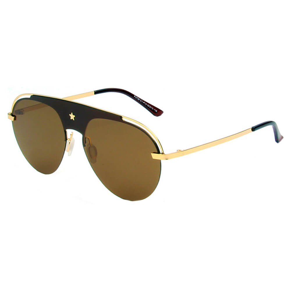 SHIVEDA-PJ738 - POLARIZED Classic Aviator Fashion SUNGLASSES Brown