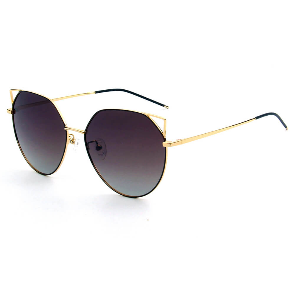 SHIVEDA-PJ768 - Women POLARIZED Round Cat Eye SUNGLASSES Brown