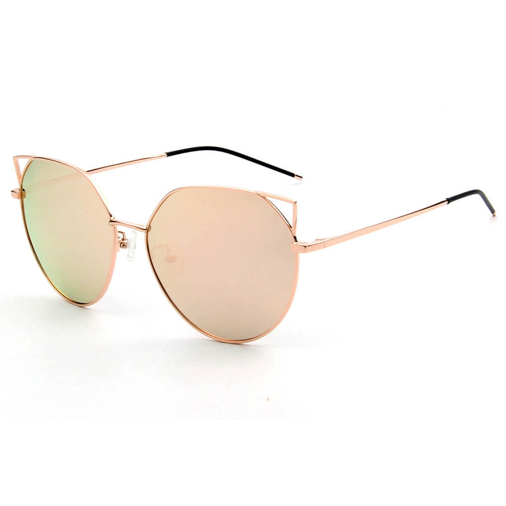 SHIVEDA-PJ768 - Women Polarized Round Cat Eye Sunglasses Peach