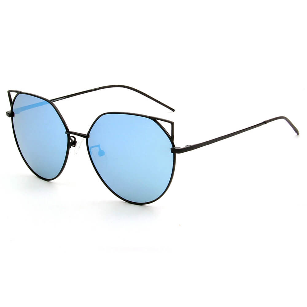 SHIVEDA-PJ768 - Women Polarized Round Cat Eye Sunglasses Blue