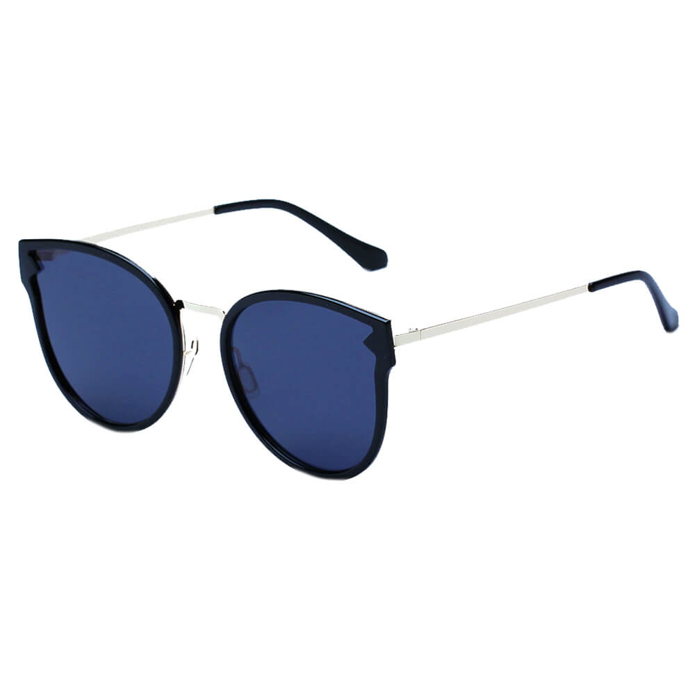 SHIVEDA-PT27020 - Women Round Cat Eye Fashion Polarized Sunglasses Black