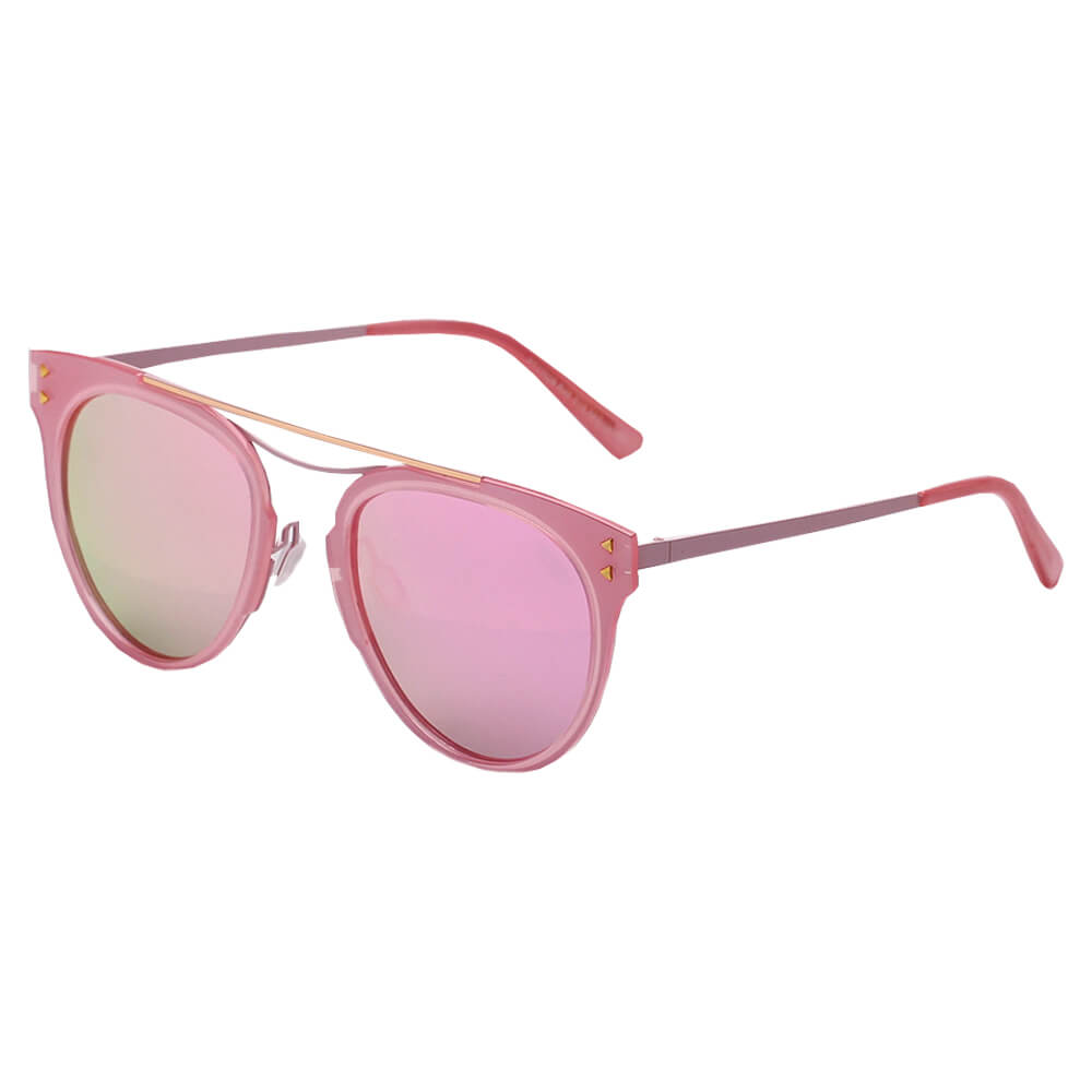 SHIVEDA-PT27028 - Women Polarized Brow-Bar Round Fashion SUNGLASSES Pink