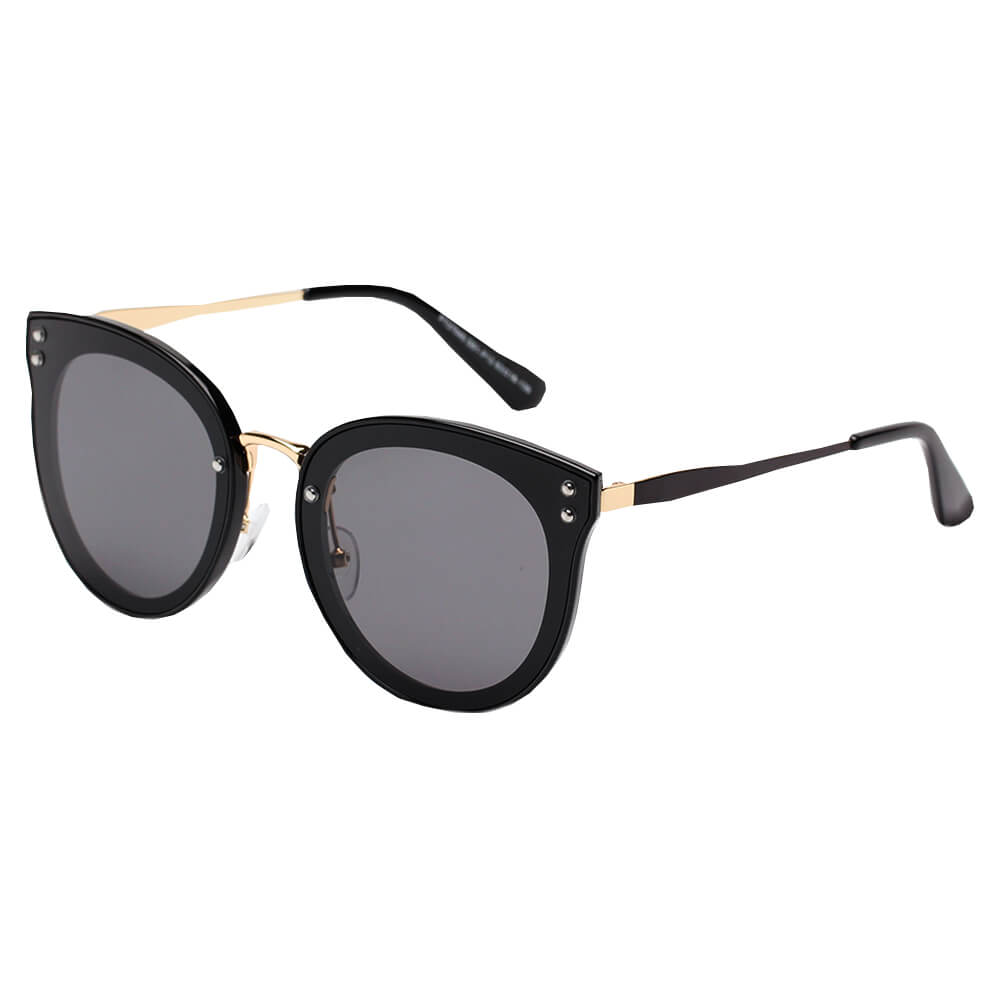 SHIVEDA-PT27045 - Women Round Polarized Cat Eye FASHION SUNGLASSES Black