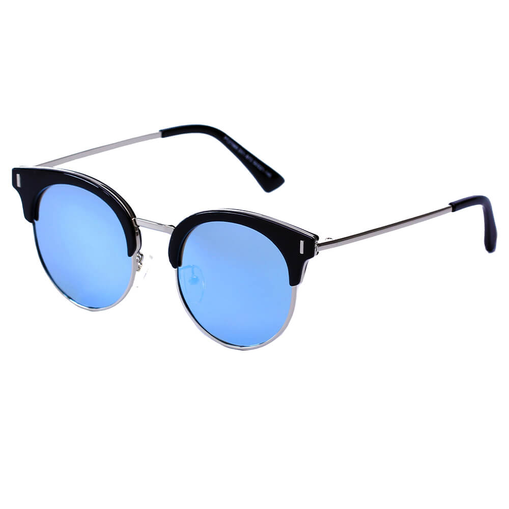 SHIVEDA-PT27060 - Classic Polarized Half FRAME Round Cat Eye Women Fashion Sunglasses Blue