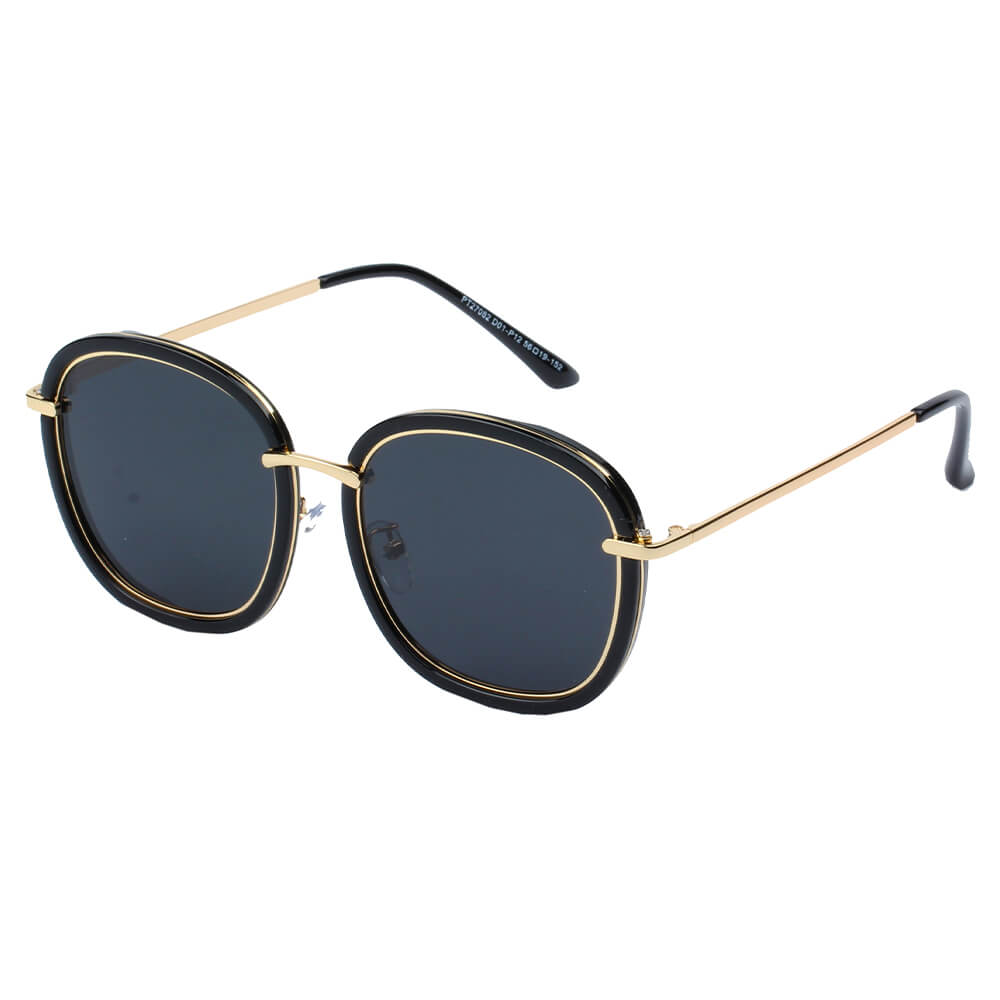 SHIVEDA-PT27082 - Oversize Round Polarized Women Fashion Sunglasses Black