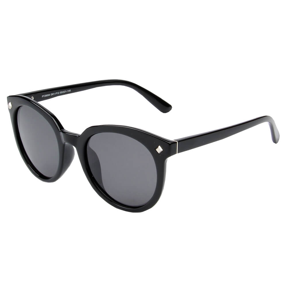 SHIVEDA-PT28004 - Round Classic Retro Polarized SUNGLASSES Black