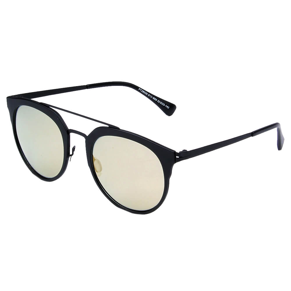 SHIVEDA-PT28030 - Round Brow-Bar Polarized Fashion Sunglasses Amber