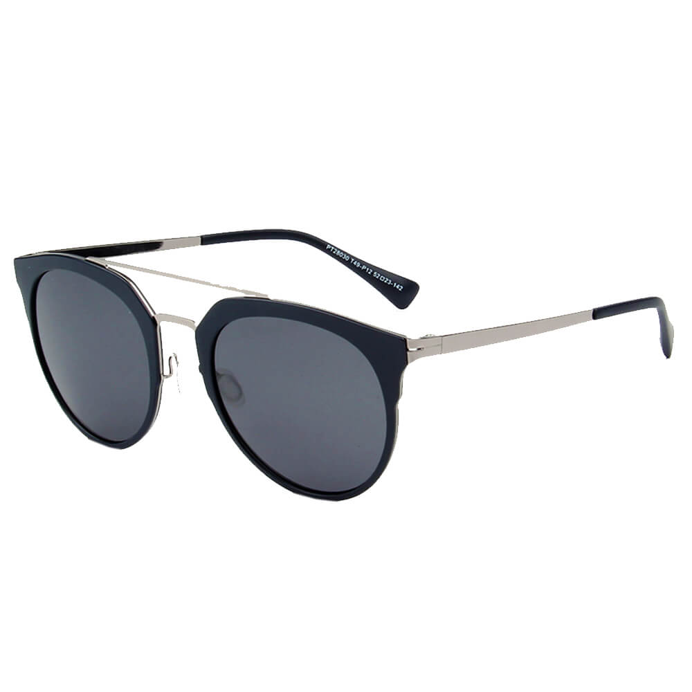 SHIVEDA-PT28030 - Round Brow-Bar Polarized FASHION SUNGLASSES Silver