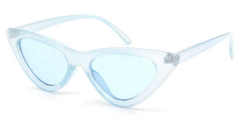 S1040 - Retro Narrow Women Vintage Cat Eye Fashion SUNGLASSES Clear Blue / Blue