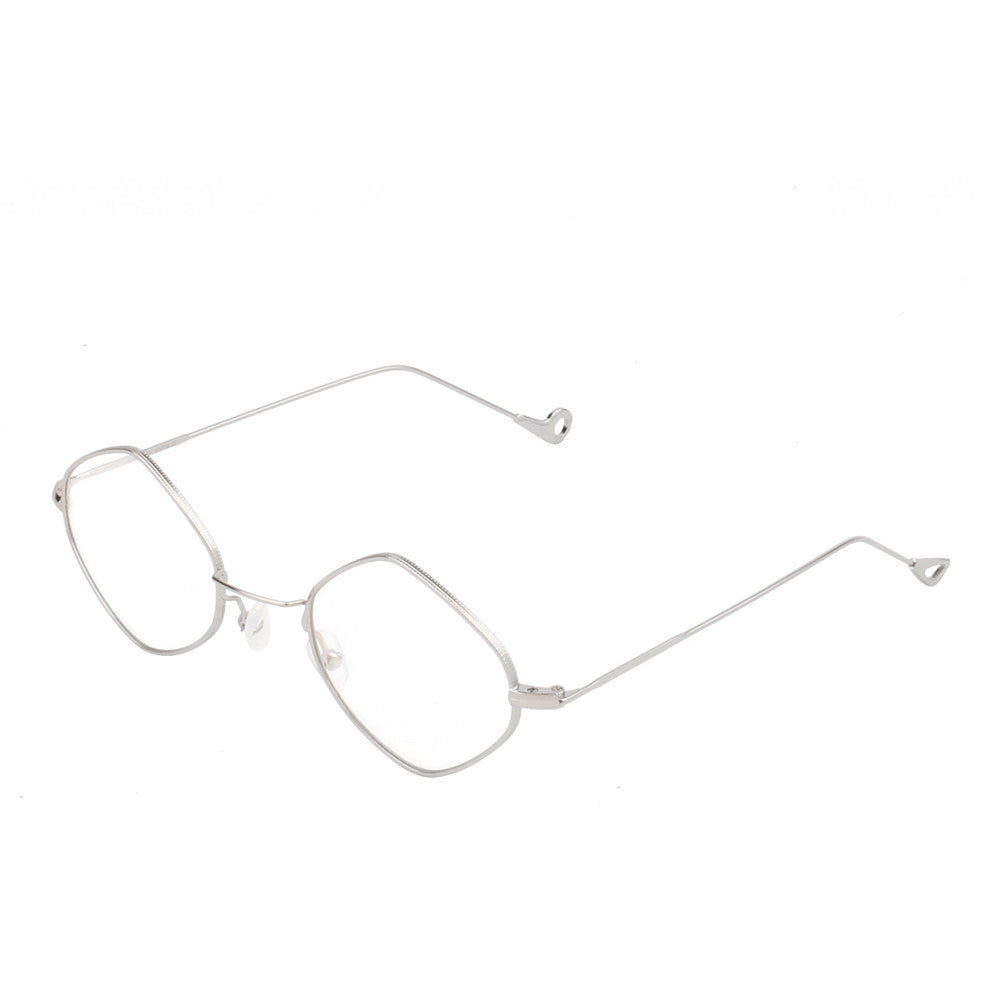 S2020 - Slim DIAMOND Shape Fashion Sunglasses Silver Frame - Clear Lens