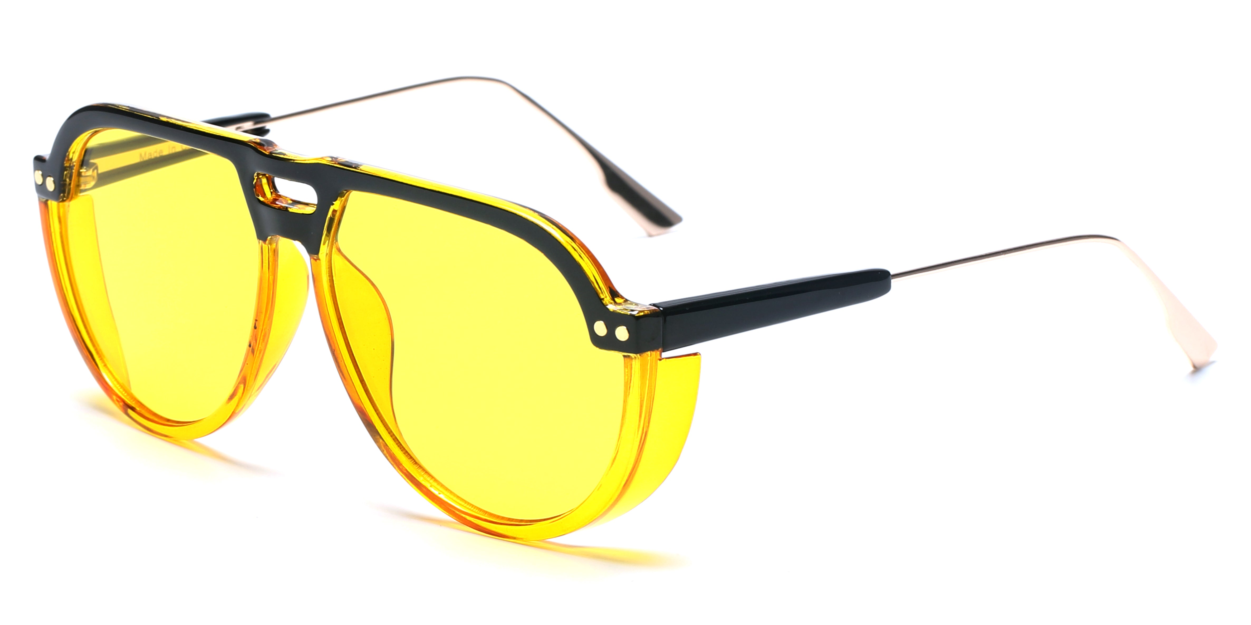 S2080 - Modern Round Aviator Fashion SUNGLASSES Yellow