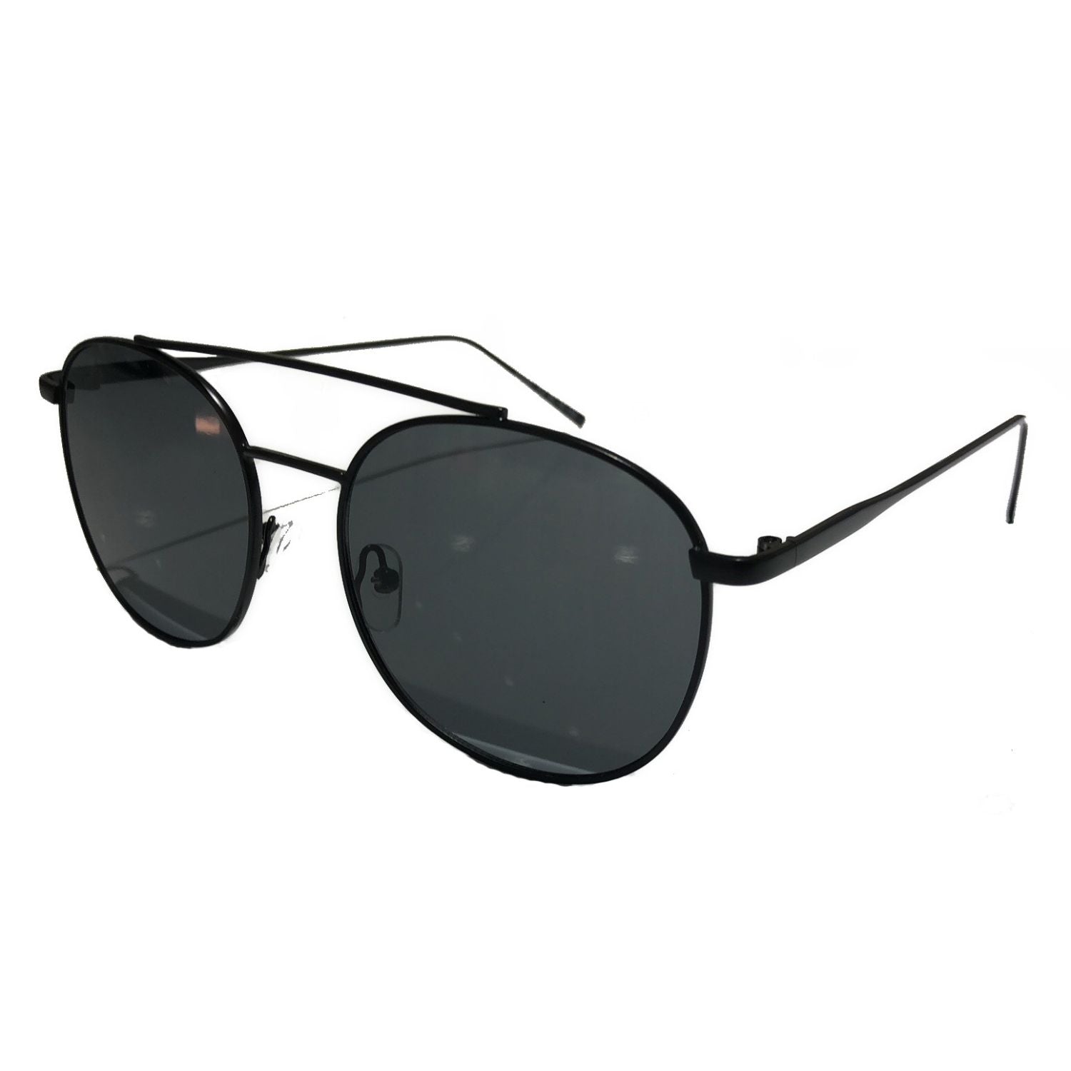 S2081 - Retro Circle Round Brow-Bar Fashion Sunglasses Black/Smoke