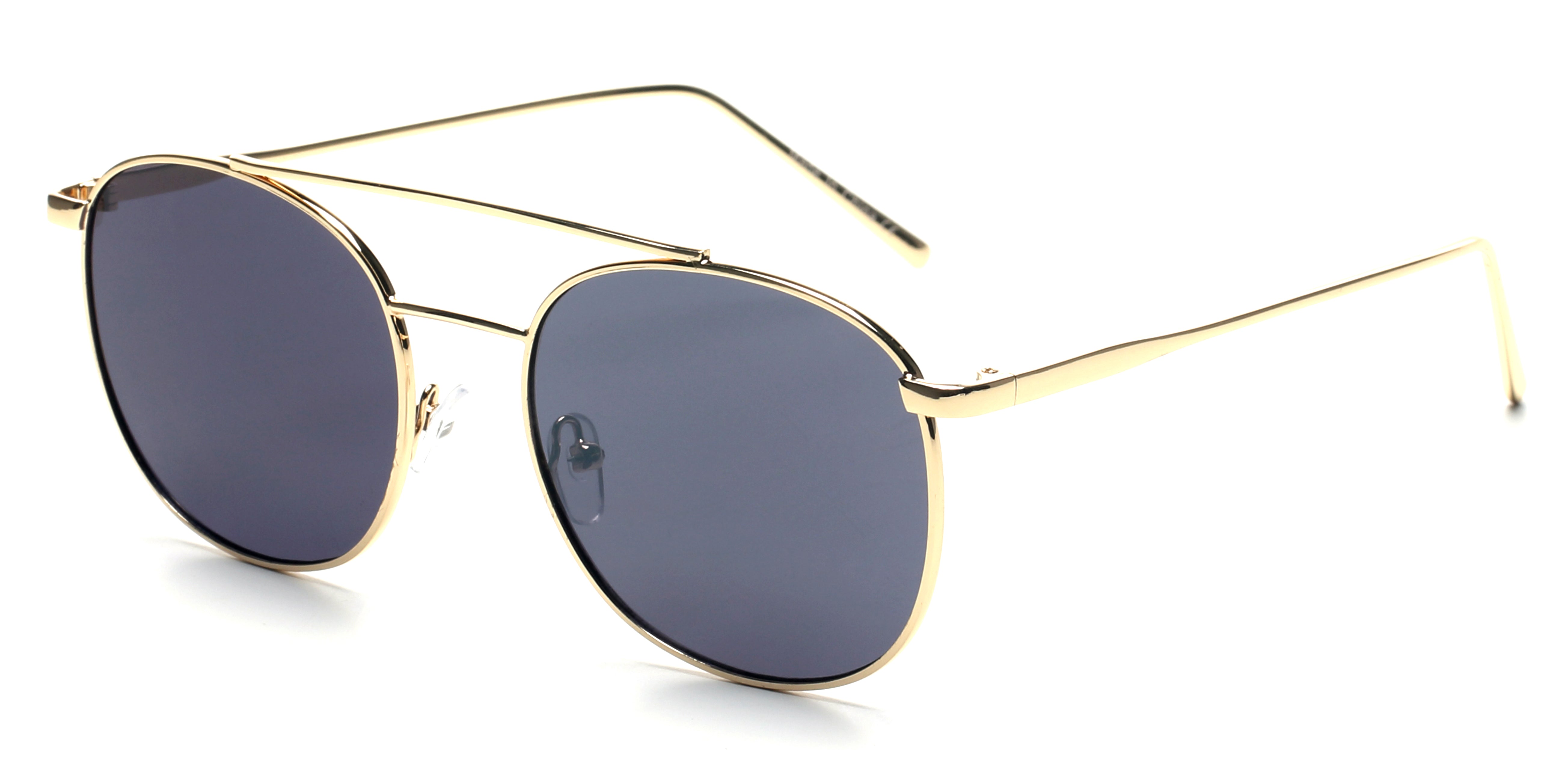 S2081 - Retro Circle Round Brow-Bar Fashion Sunglasses GOLD/Smoke