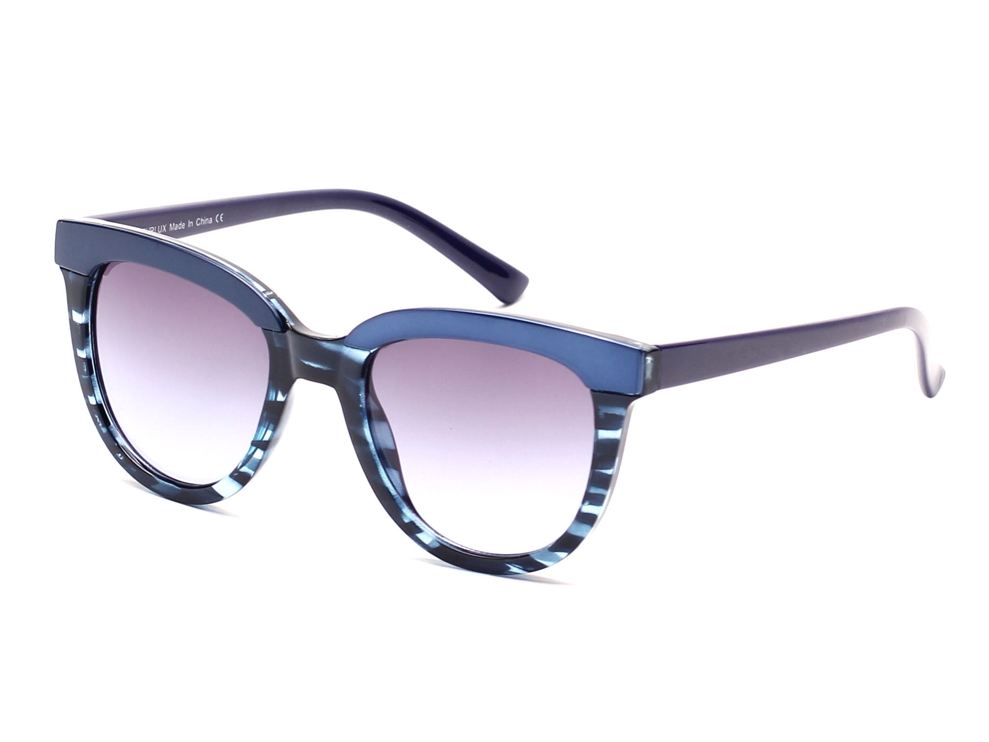 D42 - Women Round Cat Eye Fashion SUNGLASSES Blue/Gradient Smoke