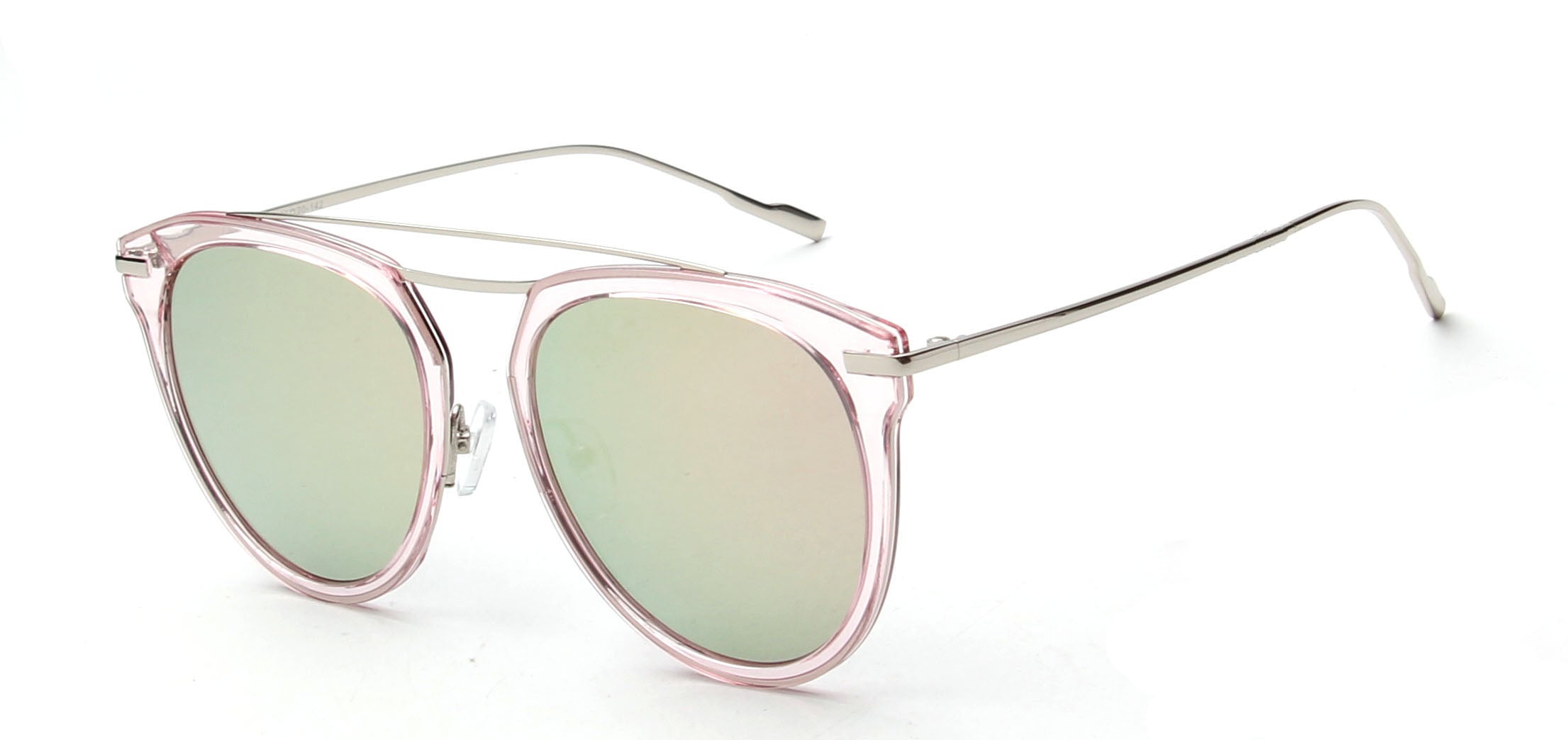 LAT-T30039 - Women Polarized Round Cat Eye Sunglasses PeachGreen