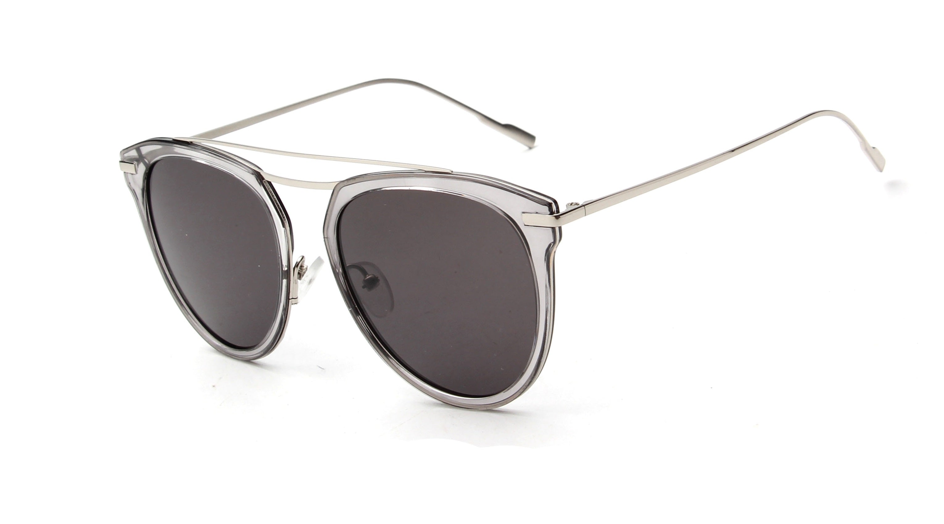LAT-T30039 - Women Polarized Round Cat Eye Sunglasses Grey