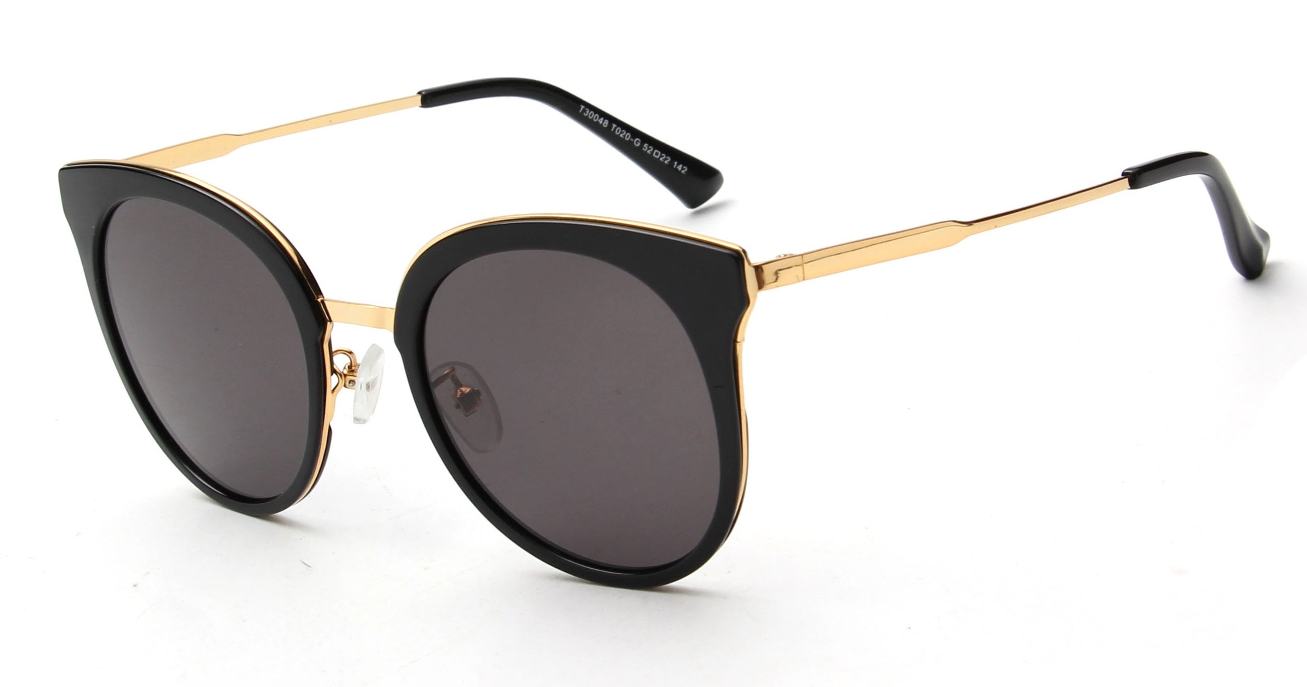 LAT-T30048 - Women Polarized Round Cat Eye Sunglasses Black