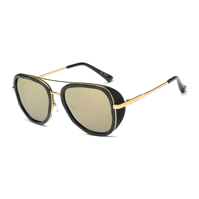 PRSR-T60102 - Round Polarized Glitter Fashion Sunglasses Amber