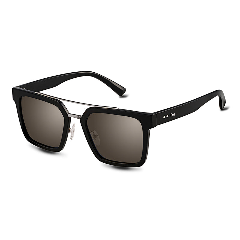 PRSR-T7006 - Classic Retro Square POLARIZED SUNGLASSES Black