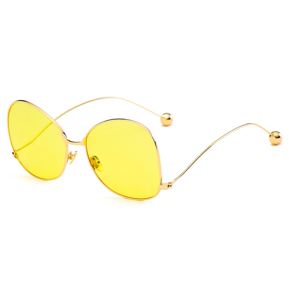 CD05 Women's Trendy Oversize Pantone Lens Sunglasses GOLD - Yellow