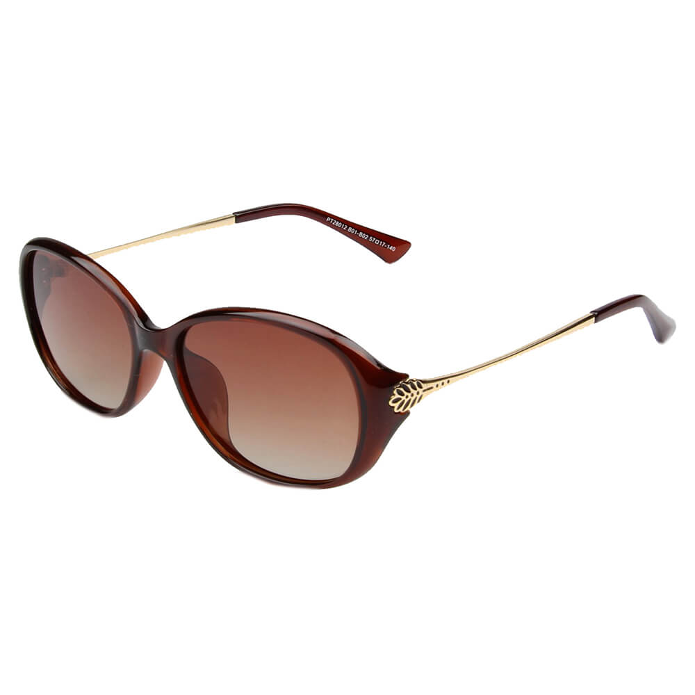 SHIVEDA-PT28012 - Women Round Oval Fashion Polarized Sunglasses Brown