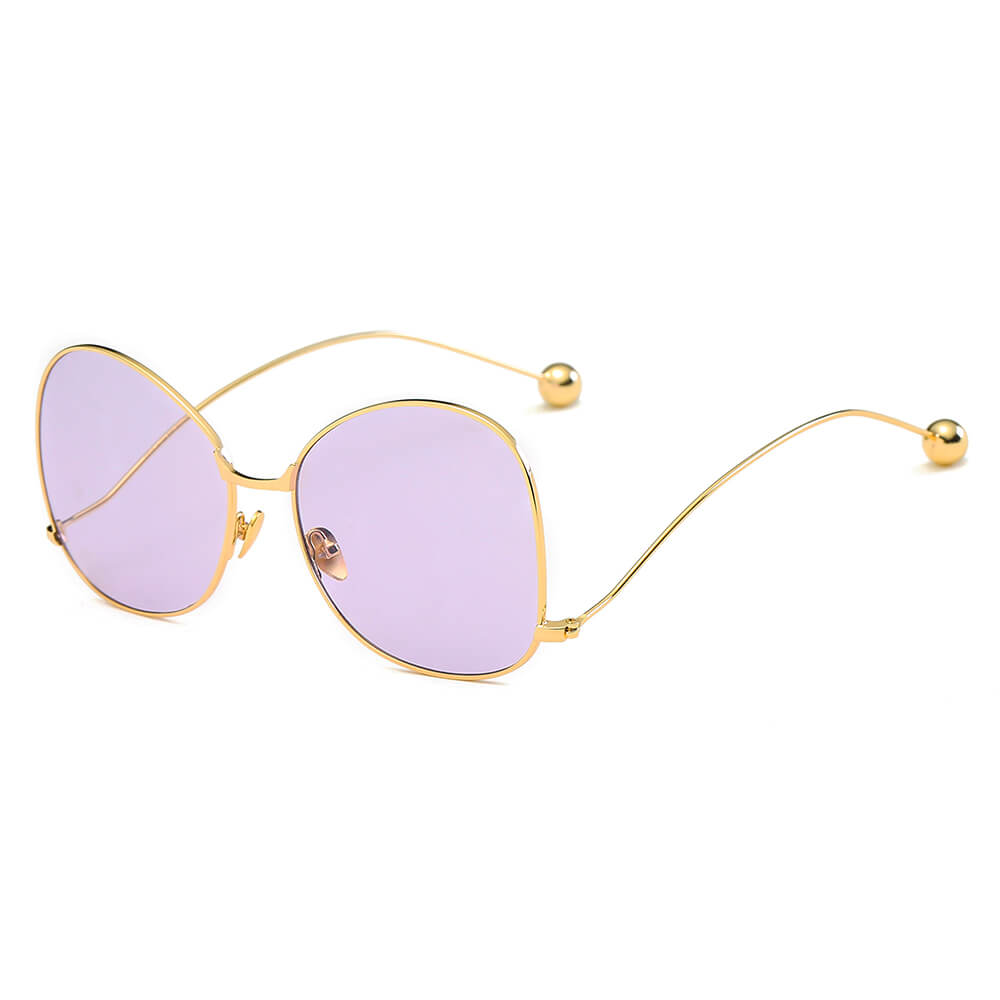 CD05 Women's Trendy Oversize Pantone Lens Sunglasses Silver - Lavender