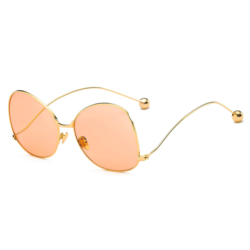 CD05 Women's Trendy Oversize Pantone Lens Sunglasses Gold - Orange