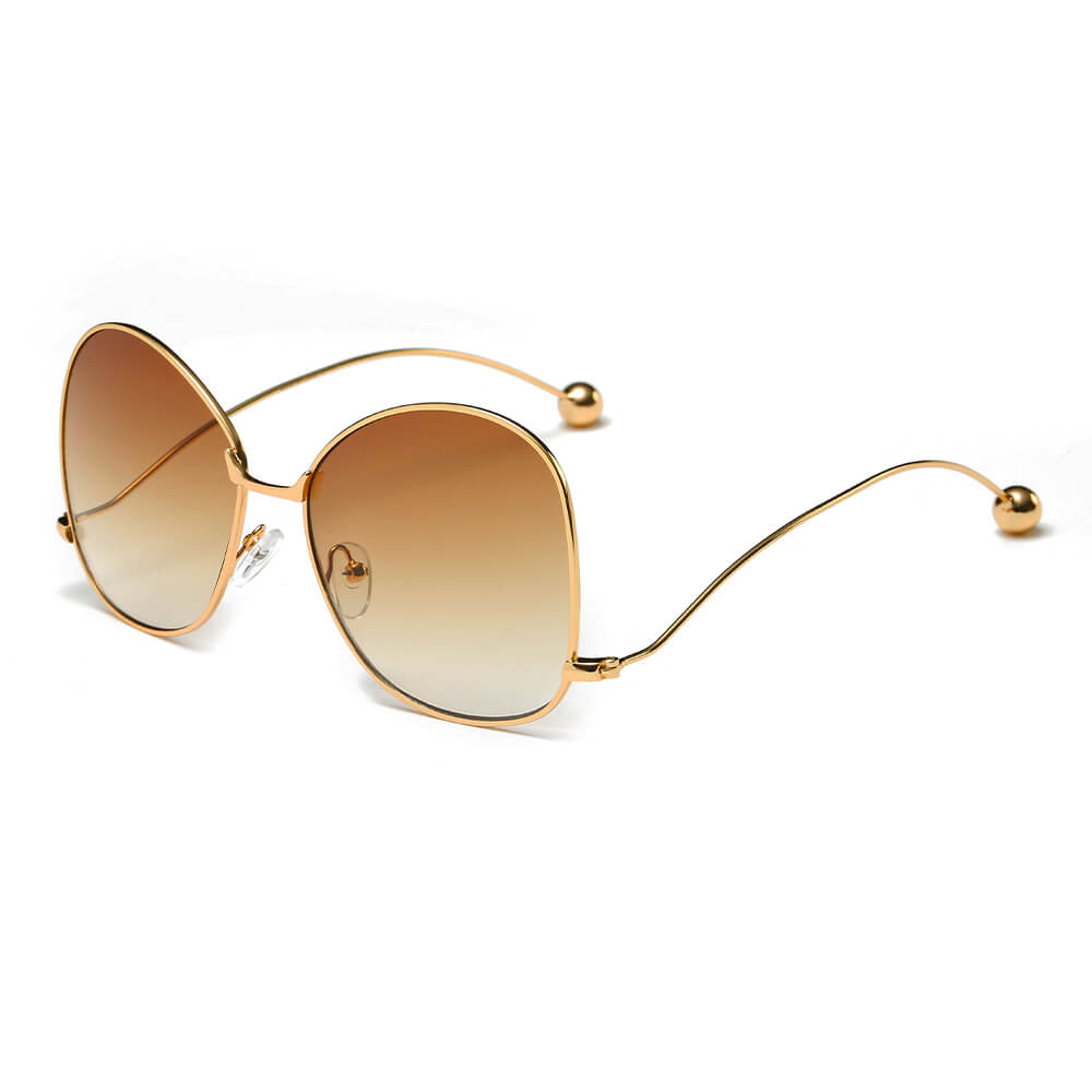 CD05 Women's Trendy Oversize Pantone Lens Sunglasses GOLD - Brown Gradient