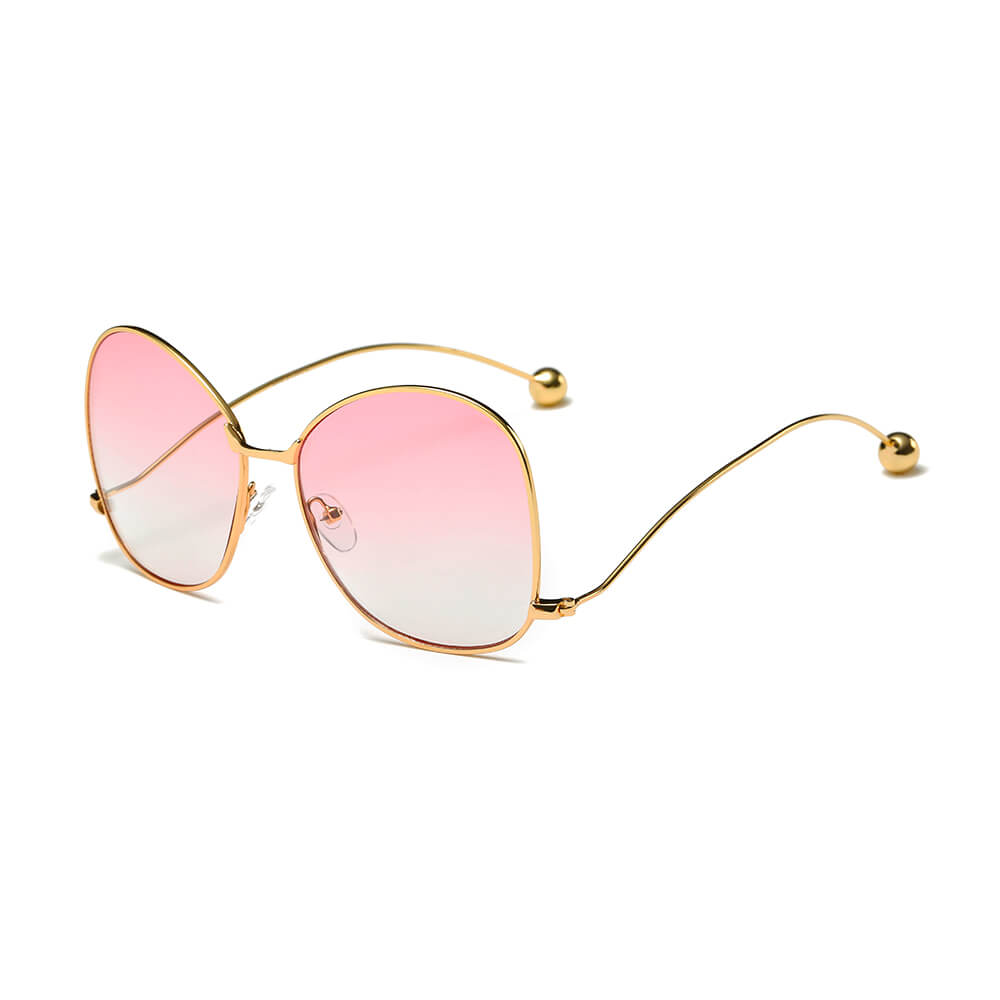 CD05 Women's Trendy Oversize Pantone Lens Sunglasses GOLD - Pink Gradient