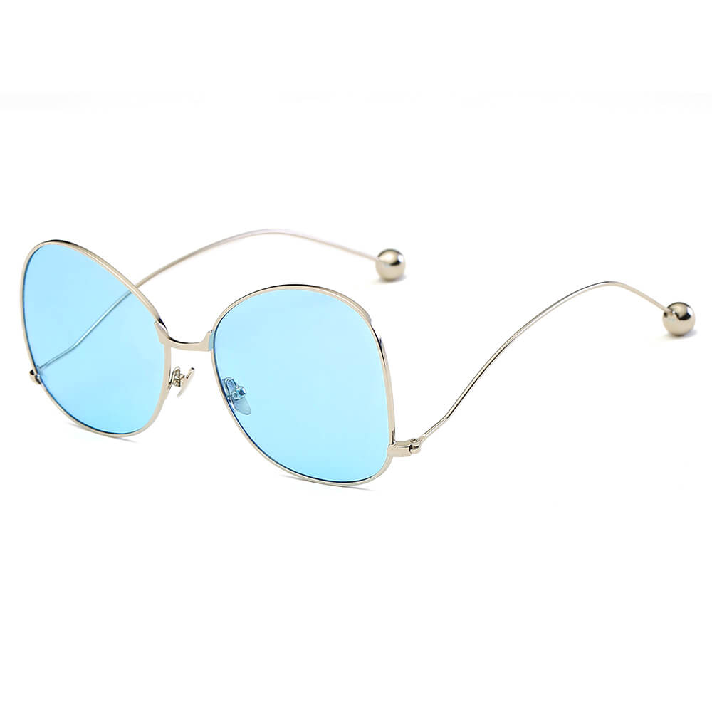 CD05 Women's Trendy Oversize Pantone Lens Sunglasses Silver - Blue