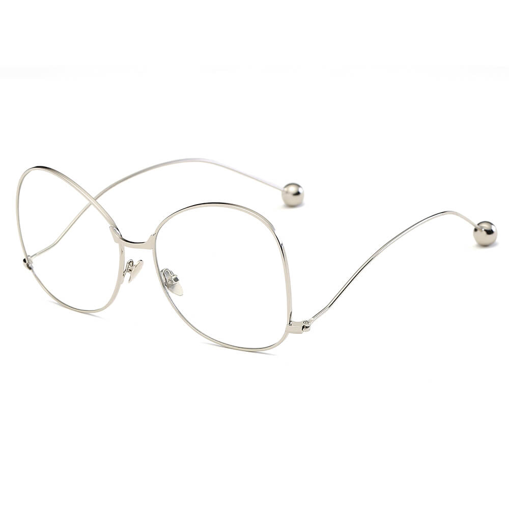 CD05 Women's Trendy Oversize Pantone Lens SUNGLASSES Silver -  Clear