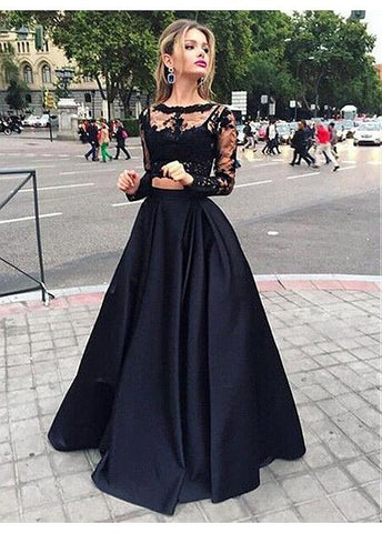 Charming Tulle Bateau Neckline Two Pieces A-Line Prom Dress With Lace Appliques
