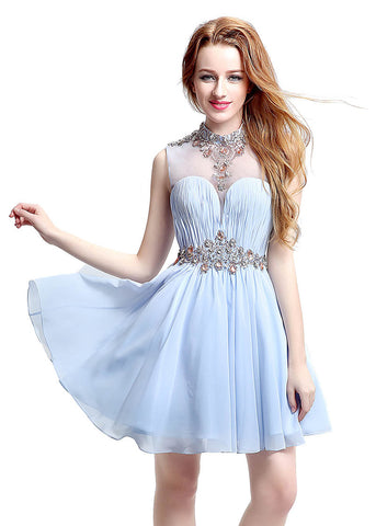 Illusion High Collar Homecoming Dress – Sassymyprom